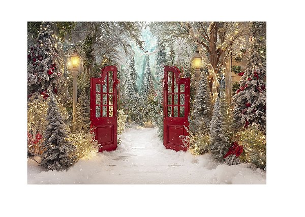 Fundo Fotográfico Bosque  Natal Neve