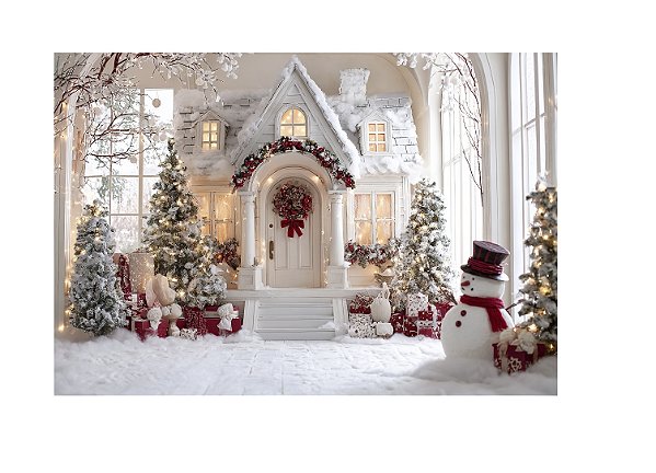 Fundo Fotográfico Casa Natal Boneco Neve