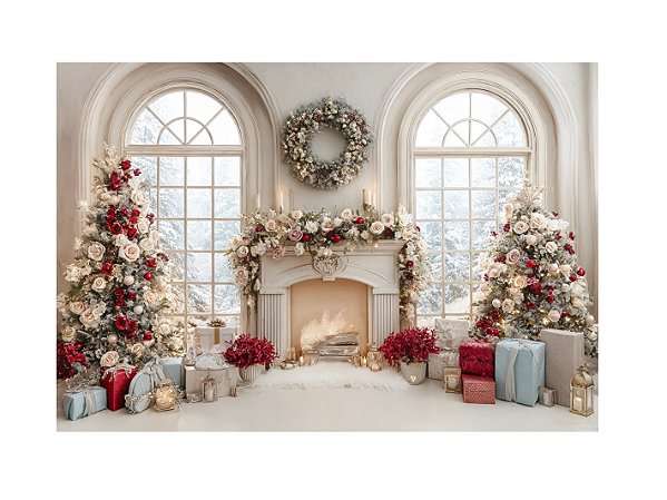 Fundo Fotográfico Lareira Natal