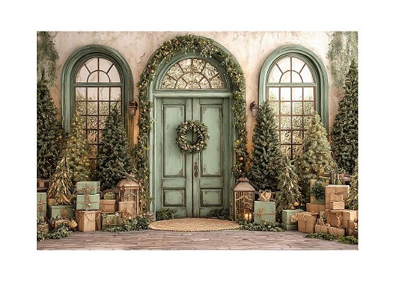 Fundo Fotográfico Porta Natal Verde