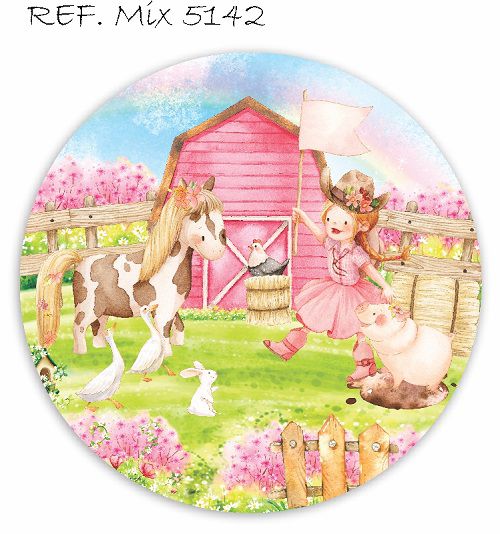 Painel Festa Redondo Sublimado Fazendinha C/elástico