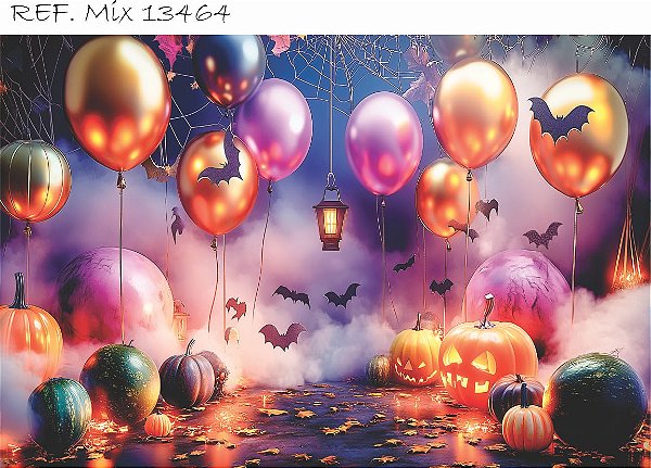 Fundo Fotográfico Balões Halloween Suave