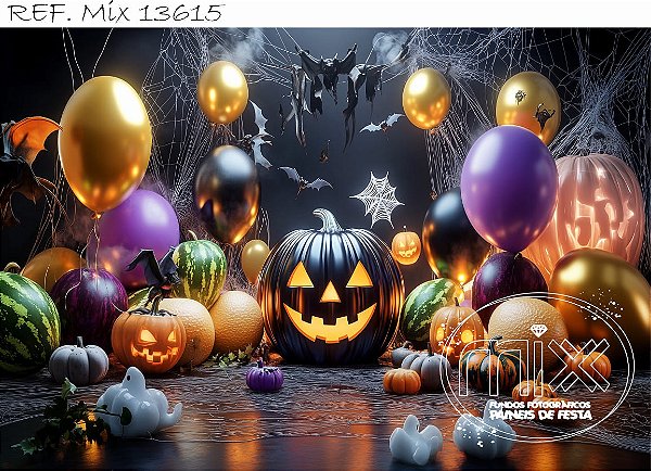 Fundo Fotográfico  Halloween Abobora Iluminada