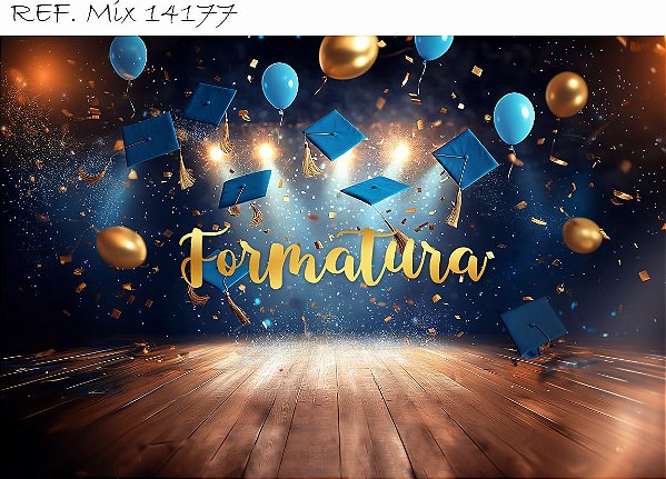 Fundo Fotográfico  Formatura azul e dourado