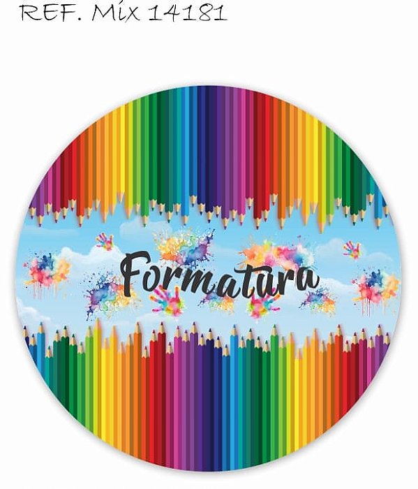 Painel Festa Redondo Sublimado Formarura Lápis Coloridos