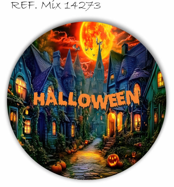 Painel Festa Redondo Sublimado Halloween Vila