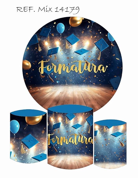 Kit Painel Redondo Sublimado  Formatura  + Trio de Cilindros Veste Fácil