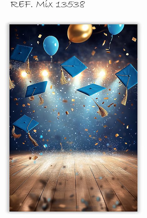 Painel Festa Retangular Em Tecido Formatura Azul