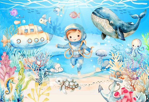 Fundo Fotográfico  Fundo do Mar aquarelado