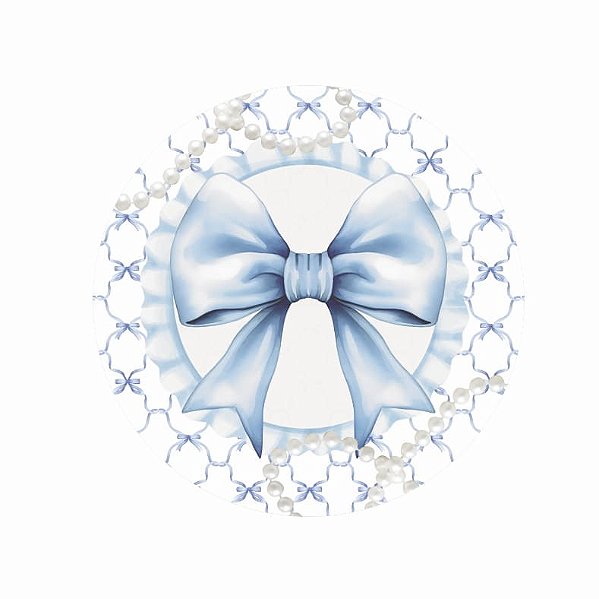 Painel Festa Redondo Sublimado Laço Azul