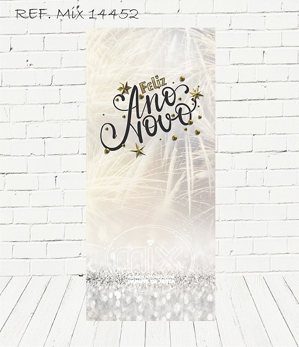 Capa Decorativa para  Porta  Feliz Ano  Novo Fogos