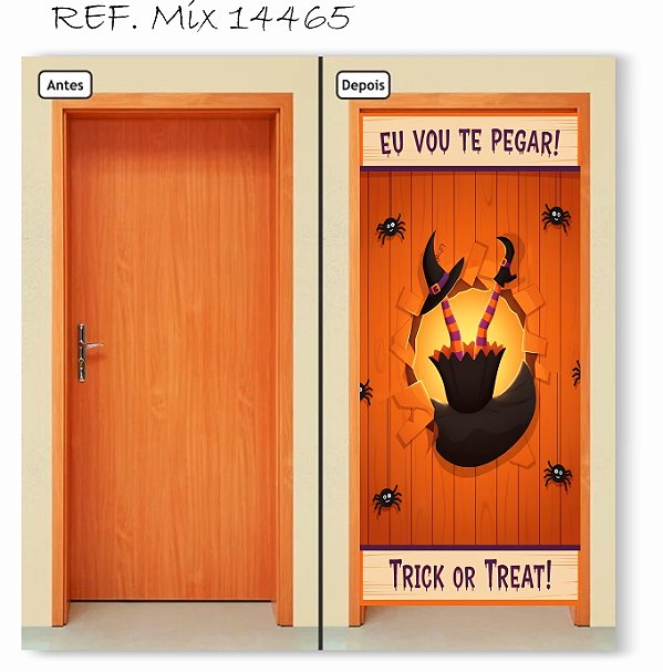 Capa Decorativa para  Porta  Halloween Trick or Treat