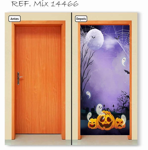 Capa Decorativa para  Porta  Halloween Teias luar