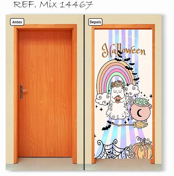 Capa Decorativa para  Porta  Halloween Cute