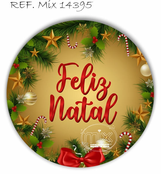 Painel Festa Redondo Sublimado Feliz Natal Bolas