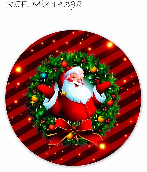 Painel Festa Redondo Sublimado Natal Papai Noel