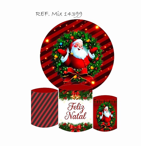 Kit Painel Redondo Sublimado  Natal 2025 + Trio de Cilindros Veste Fácil