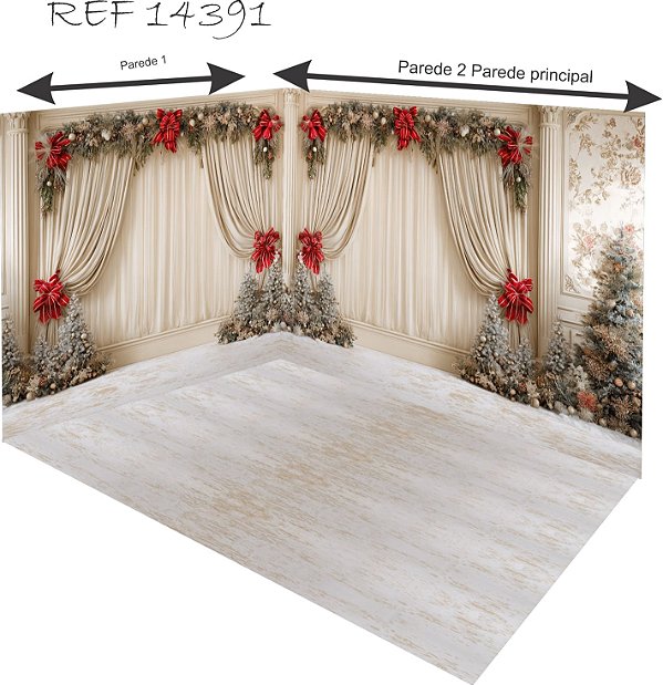 Fundo Fotográfico Cortina Natal (parede e chão)