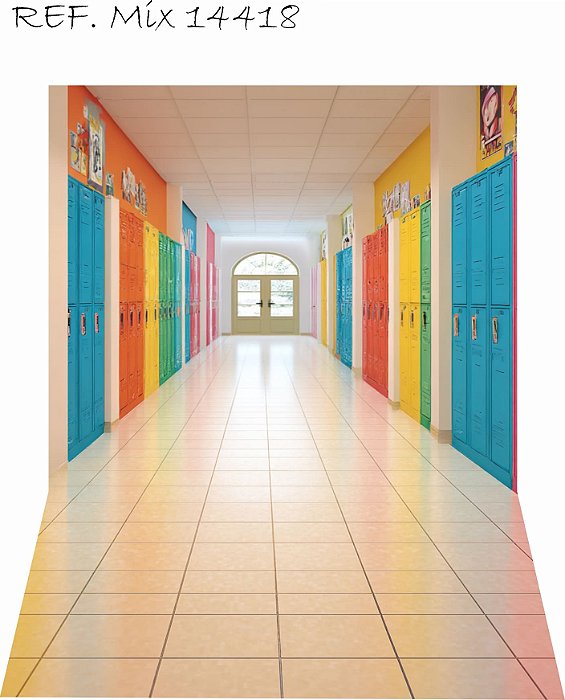 Painel Festa Retangular Em Tecido Corredor Escolar