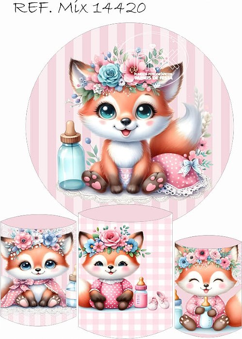 Kit Painel Redondo Sublimado  Rapozinha