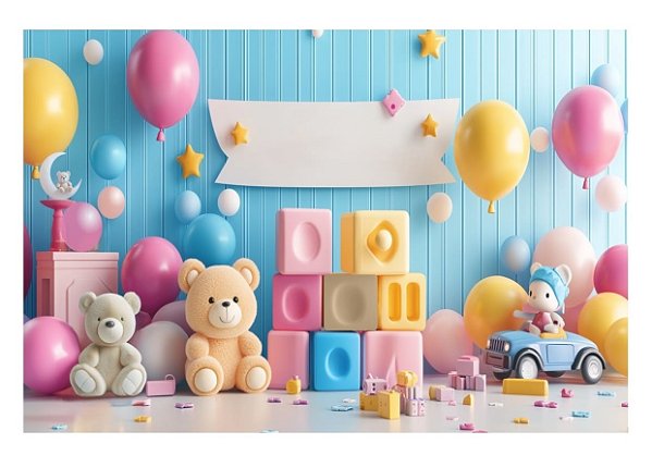 Fundo Fotográfico Balões Brinquedos