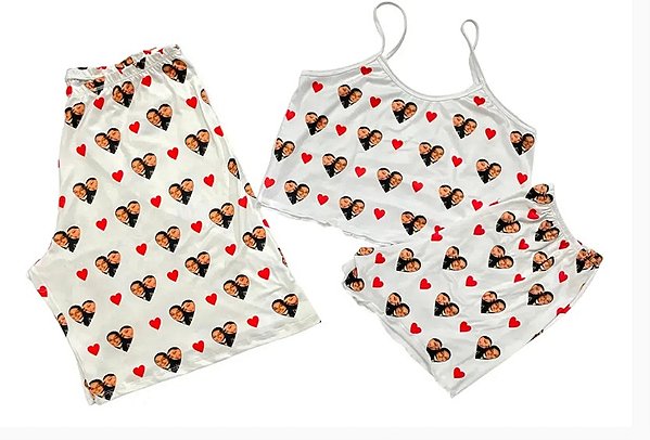 Kit Pijama Personalizado Com Foto Feminino E Masculino