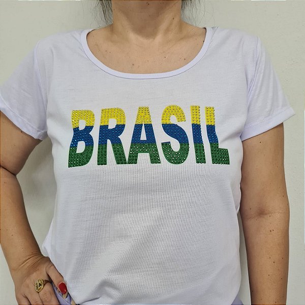 Blusa Brasil Copa Com Strass