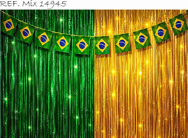 Fundo Bandeirinhas e Cortina Brasil para Festas