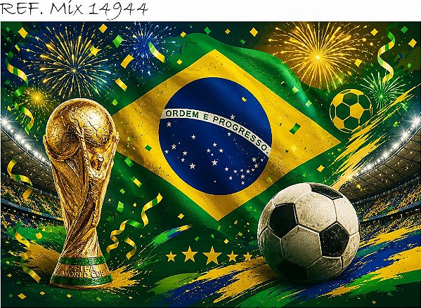 Fundo Bandeira Brasil Bola e Taça