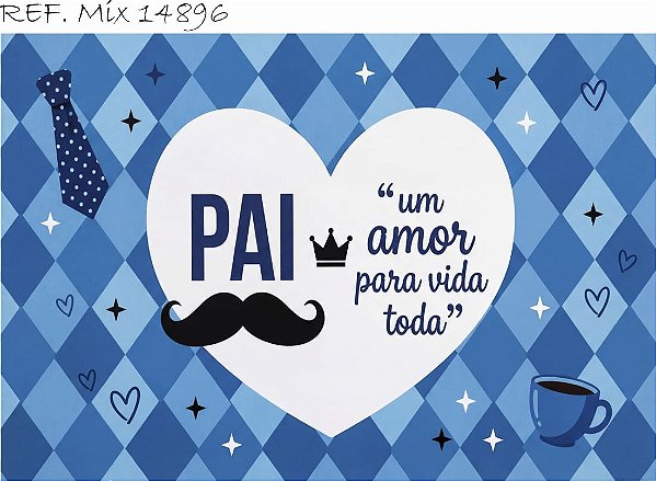 Fundo Fotográfico Dia dos Pais Azul com Coração
