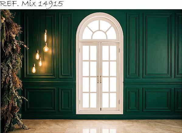 Fundo Porta Luzes Boiserie Verde Elegante