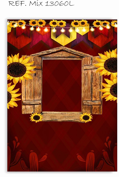 Painel Romano Festa Junina Janela Girassóis