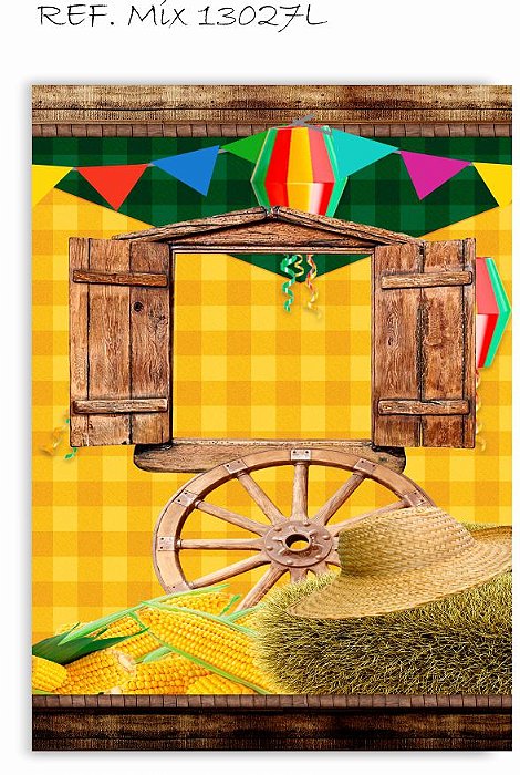 Painel Romano Festa Junina Janela, feno e roda