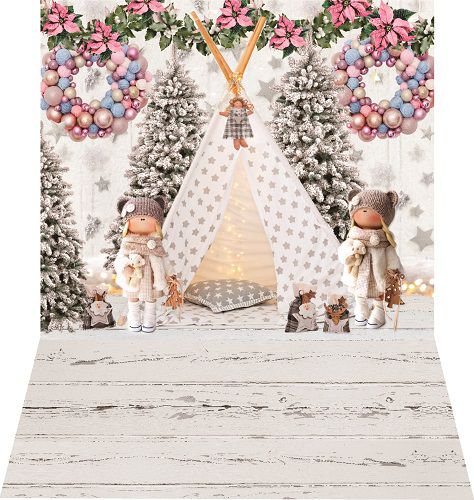 Fundo fotográfico para fotografias em tecido toca e girlandas Natal,