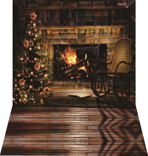 Fundo fotográfico para fotografias em tecido lareira cadeira de balanço natal