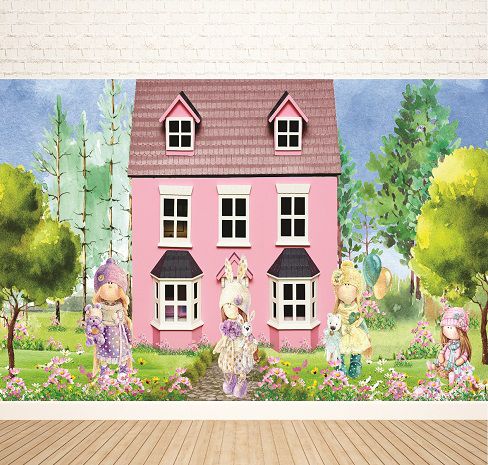 Painel para festas de aniversário casa de boneca