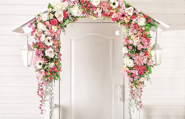 Fundo Fotográfico porta branca flores