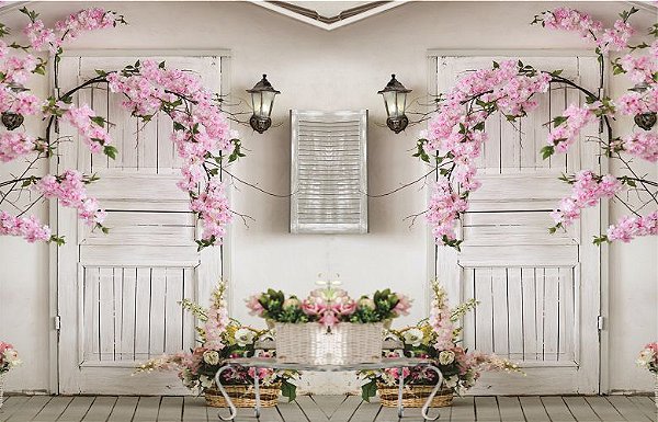 Fundo fotográfico portas flores