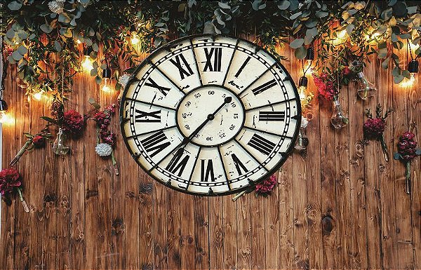 Fundo Fotográfico relógio madeira