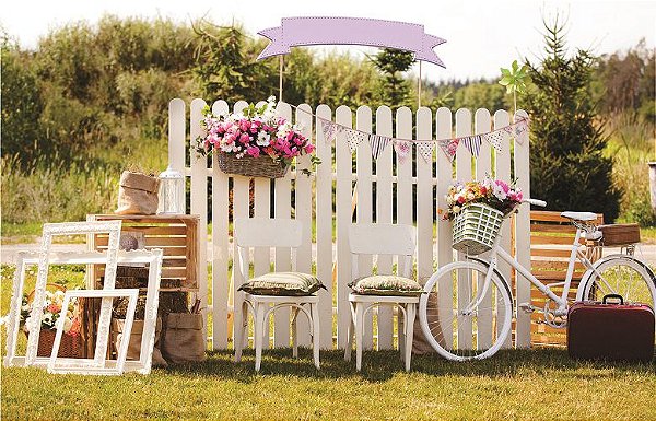 Fundo Fotográfico jardim Bicicleta