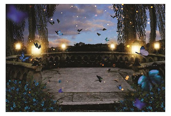 Fundo Fotográfico em tecido cenário borboletas Pri Macedo