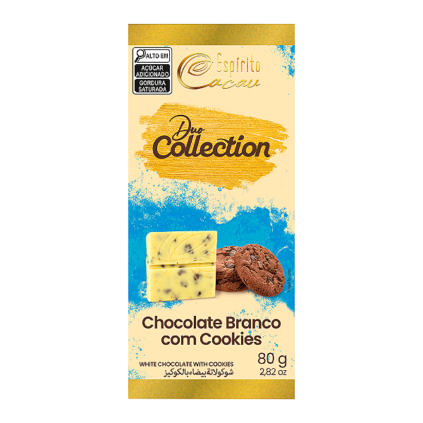 Tablete de Chocolate Branco c/ Cookies - 80g