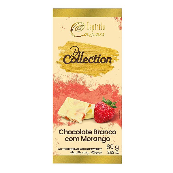 Tablete de Chocolate Branco com Morango - 80g