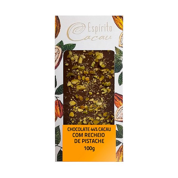 Tablete de Chocolate 44% Cacau c/ Recheio de Pistache - 100g