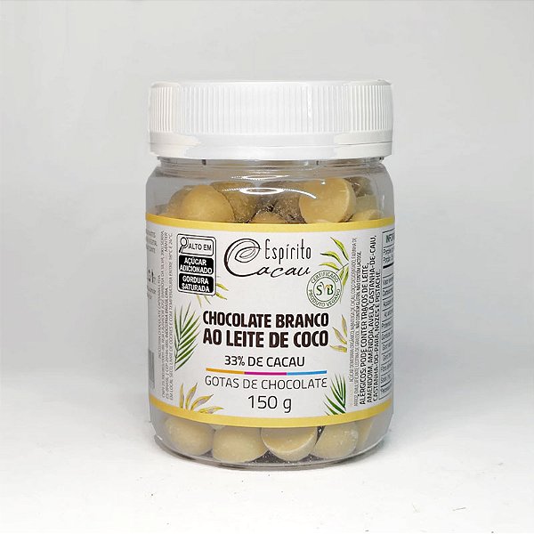 Gotas de Chocolate Branco 33% Cacau ao Leite de Coco - 150g