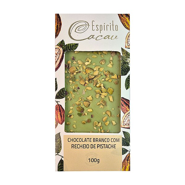 Tablete de Chocolate Branco c/ Recheio de Pistache - 100g
