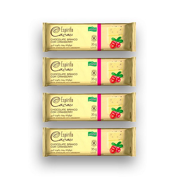 Kit Tablete de Chocolate Branco com Cranberry - 35g (4 und)