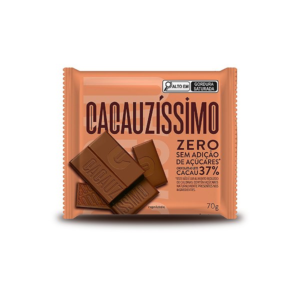 Tablete Chocolate 37% Cacau ao Leite Zero Açúcar 70gr - Cacauzíssimo