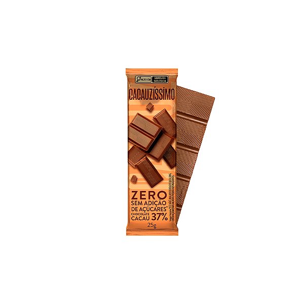 Tablete Chocolate 37% Cacau ao Leite Zero Açúcar 25gr - Cacauzíssimo