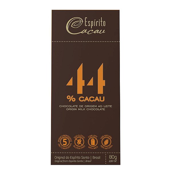 Tablete de Chocolate 44% Cacau ao Leite - 80g